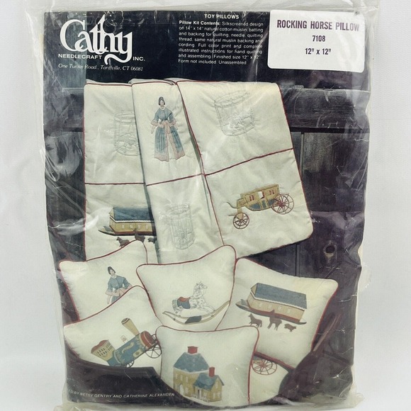 Cathy Needlecraft #7108 Rocking Horse Quilted Pillow Kit 12x12 Toy Pillows - Picture 1 of 6